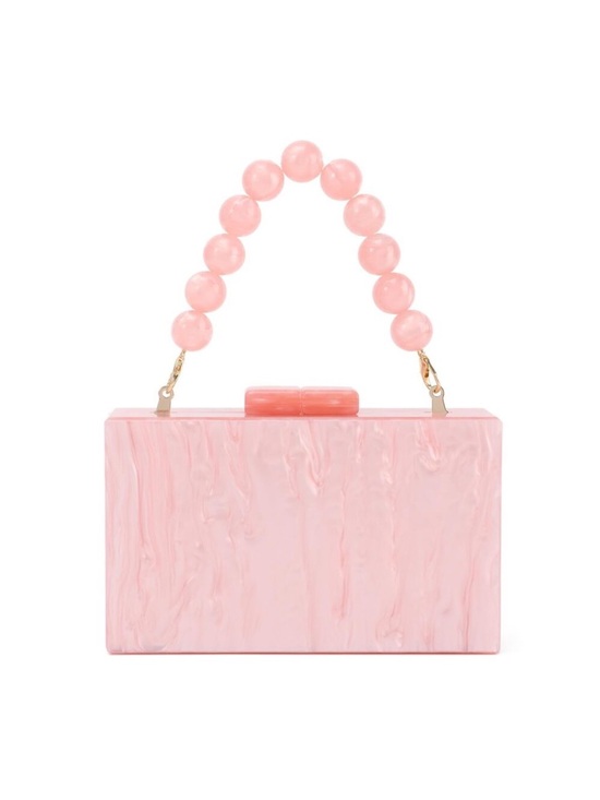 Luxx Handbags - New Pink Acrylic Clutch Purse Formal Wedding Evening Handbag Marble Party